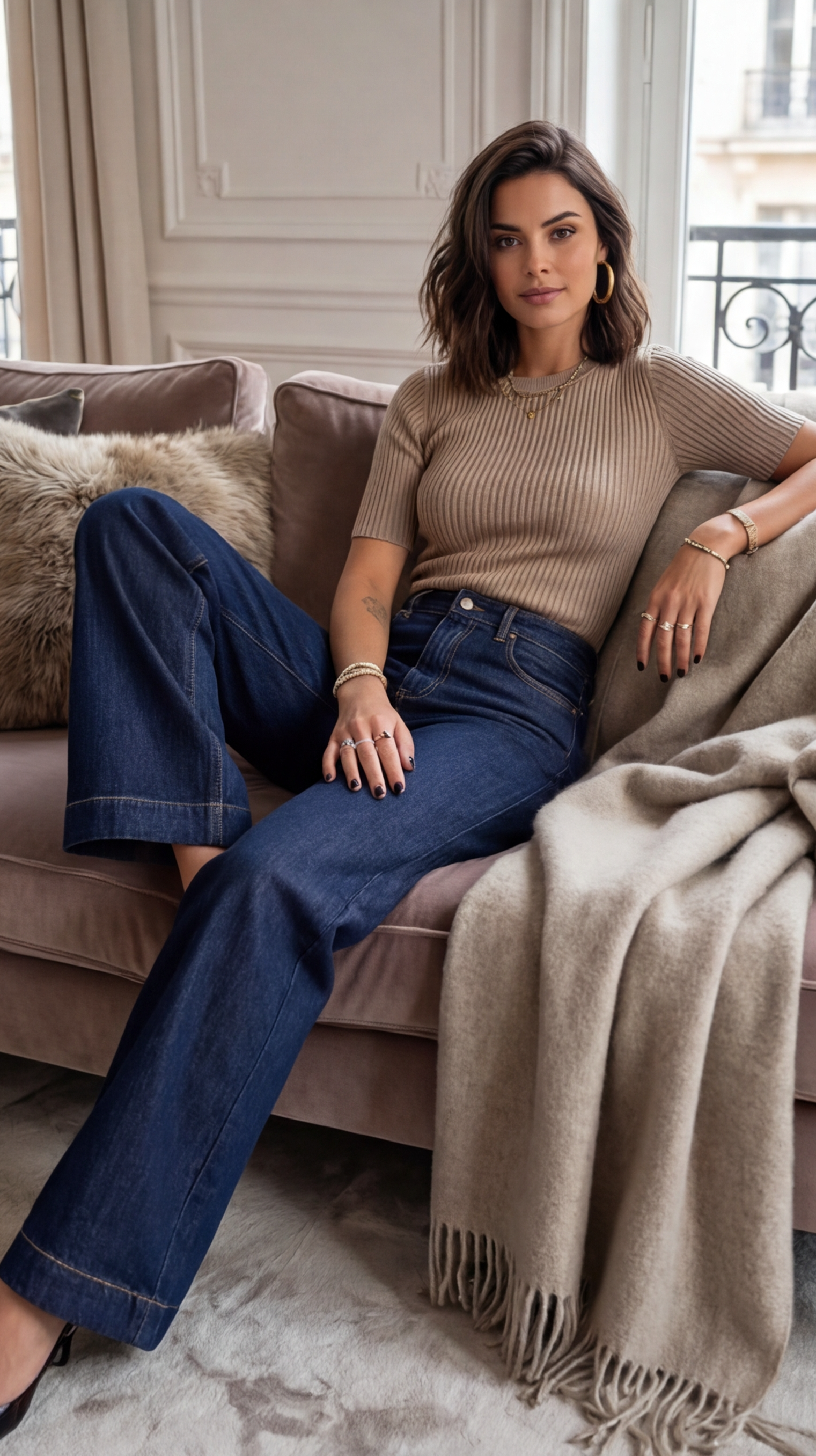 Jean brut poche léopard