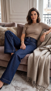 Jean brut poche léopard