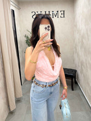 Body en dentelle rose