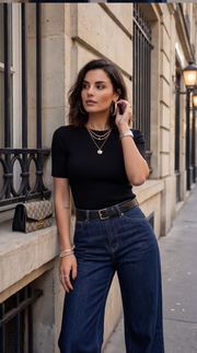 Jean brut poche léopard