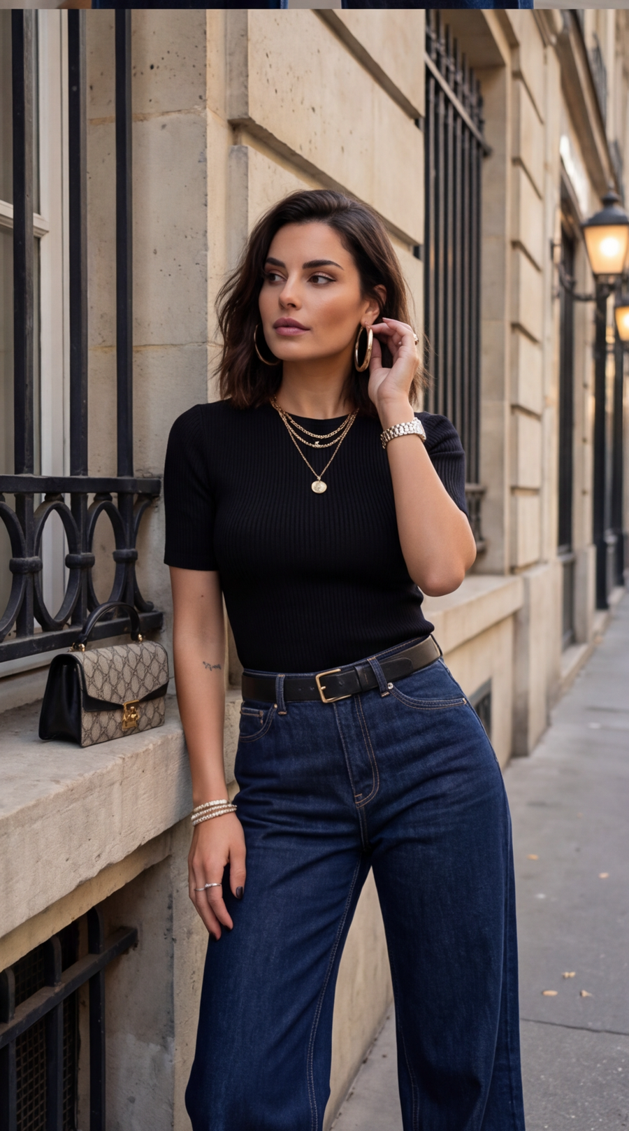 Jean brut poche léopard