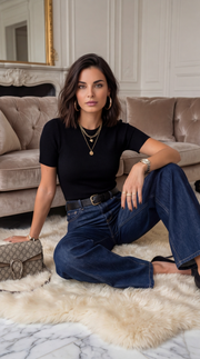 Jean brut poche léopard