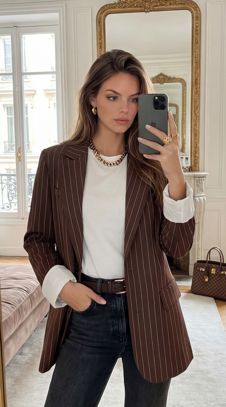 Blazer oversize à rayures - Élégance décontractée