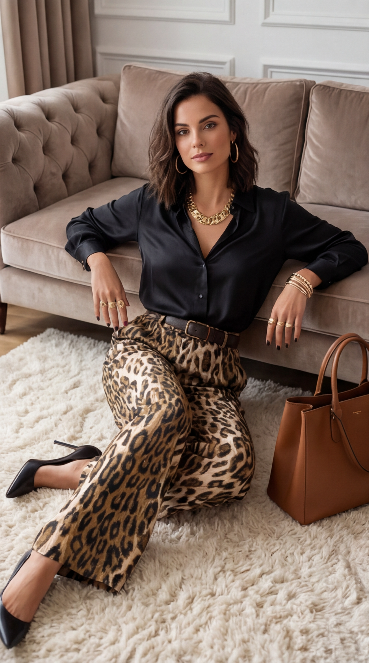 Jean léopard - Pantalon en denim imprimé léopard