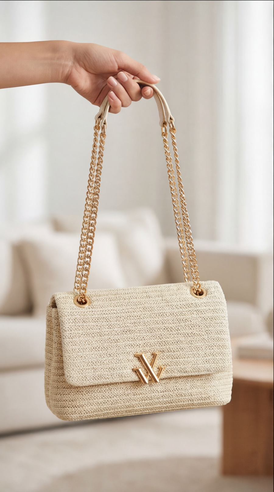 Sac à Main IDOL en Raphia Tressé Ivoire - Style Moderne et Fonctionnel