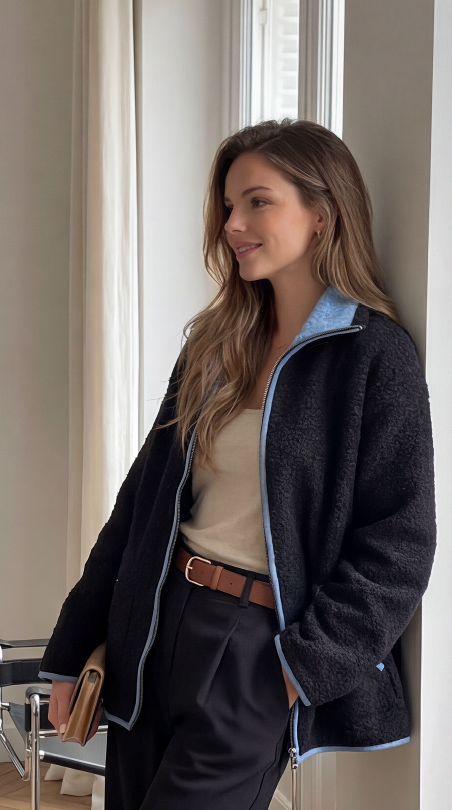 Chaqueta Sherpa con cremallera