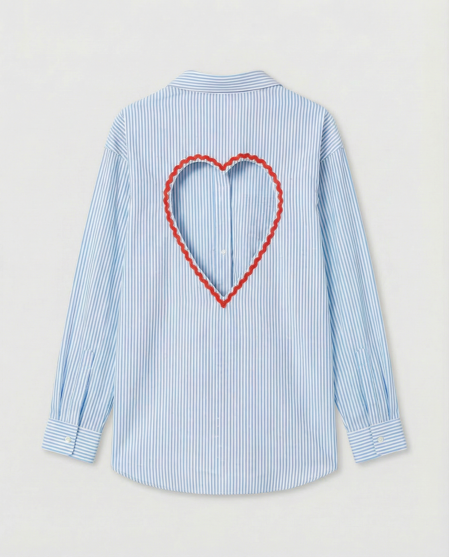 Chemise à rayure dos cœur