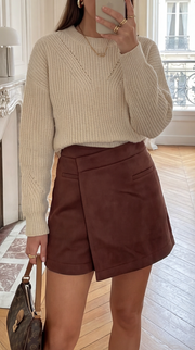 Jupe courte en suédine marron