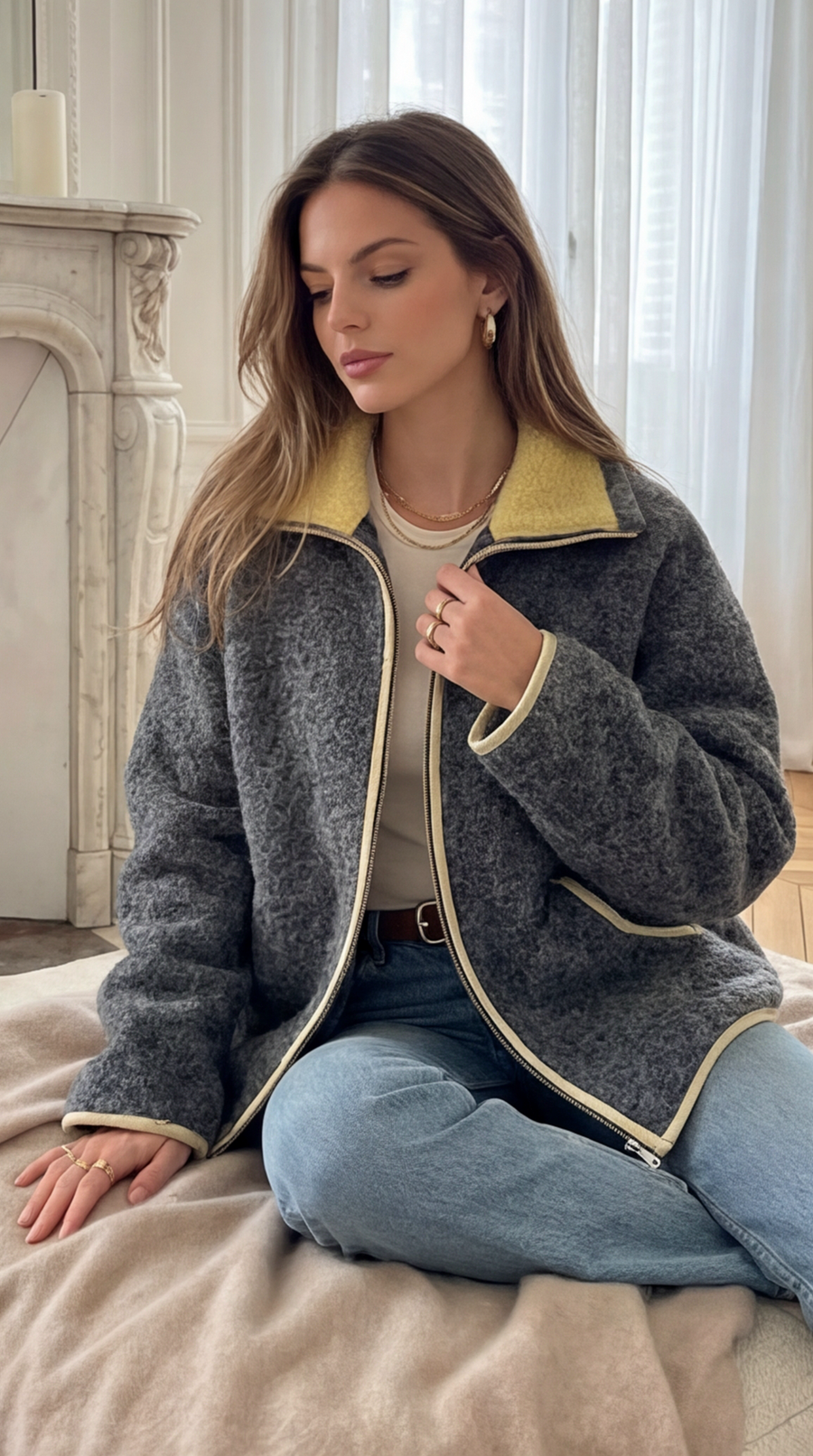 Chaqueta Sherpa con cremallera