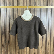 Pull Manche Courte Col Dorée