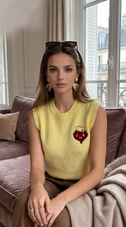 Pull jaune chilli sans manche