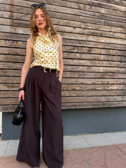Pantalon large marron