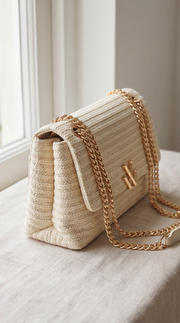 Sac à Main IDOL en Raphia Tressé Ivoire - Style Moderne et Fonctionnel