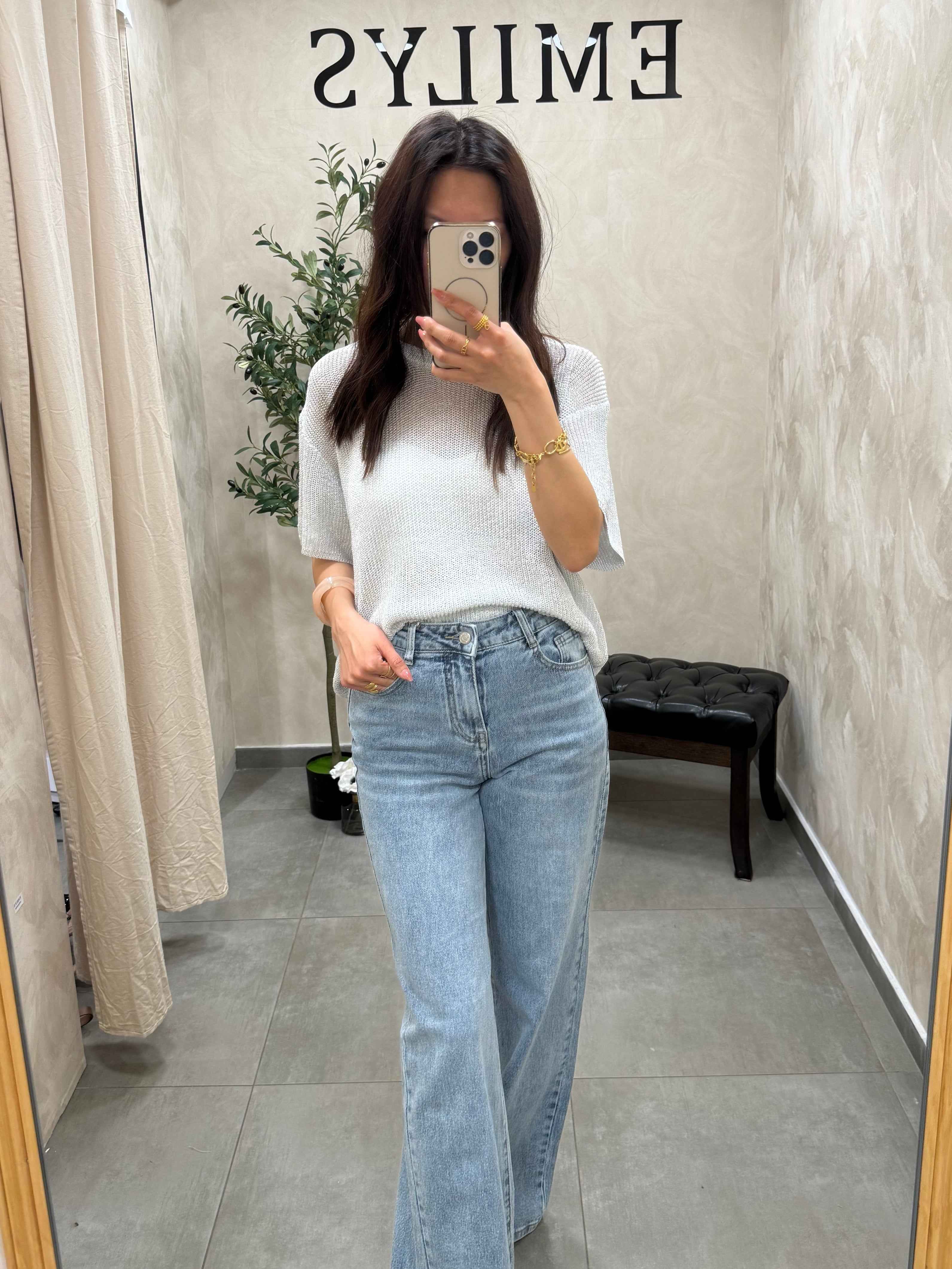 T-shirt maille argenté