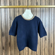 Pull Manche Courte Col Dorée