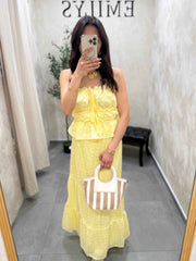 Ensemble top + jupe longue jaune