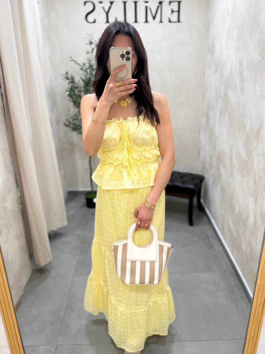 Ensemble top + jupe longue jaune