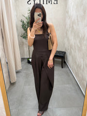 Combinaison pantalon fluide marron