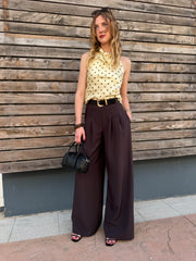 Pantalon large marron