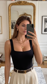 Body noir dos nu avec lacets