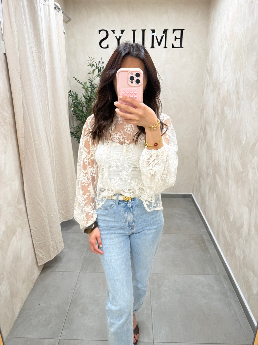 Blouse dentelle fleurs