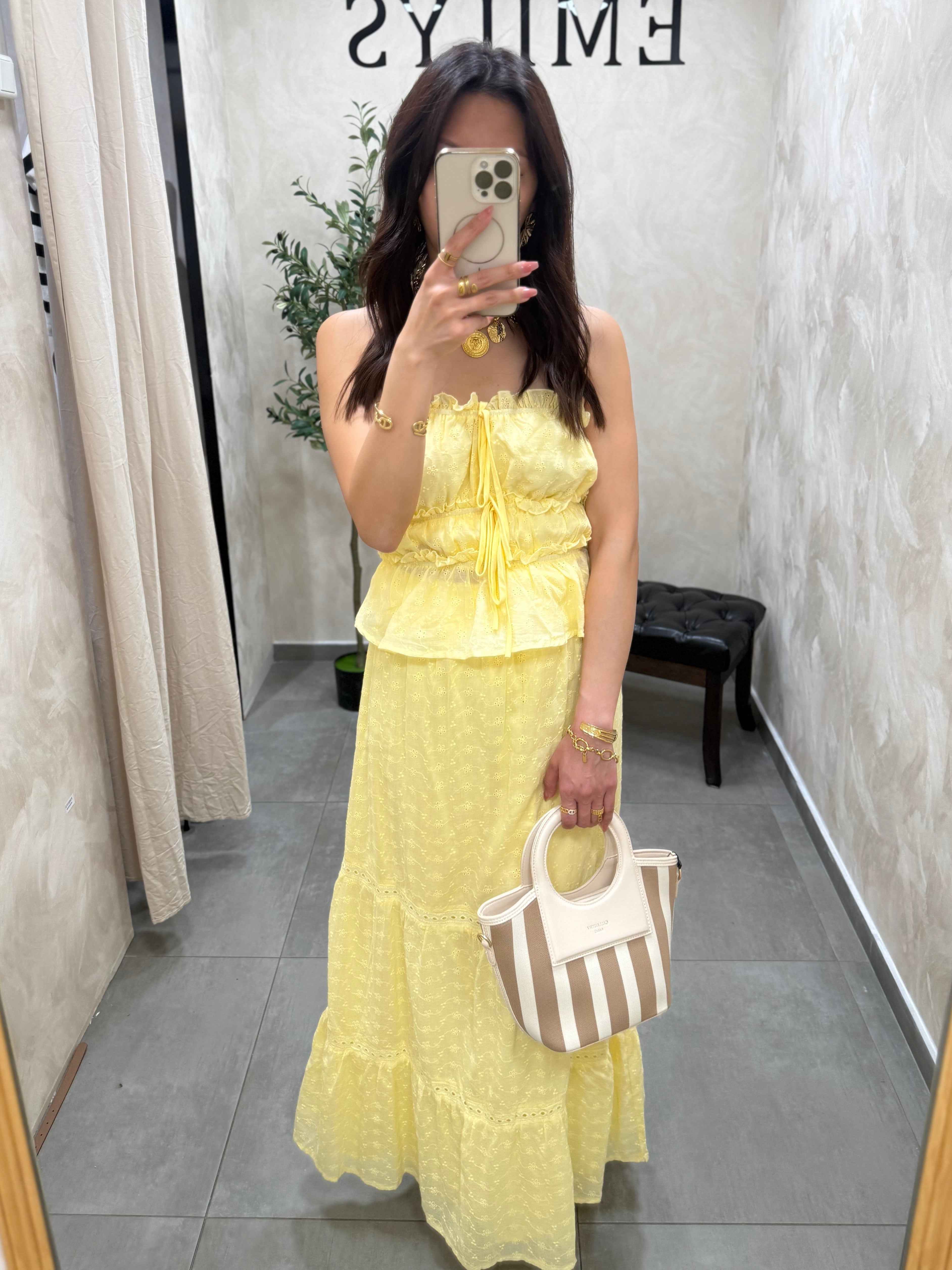 Ensemble top + jupe longue jaune