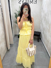 Ensemble top + jupe longue jaune