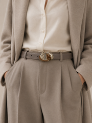 Ceinture en Cuir à boucle Ovale Dorée