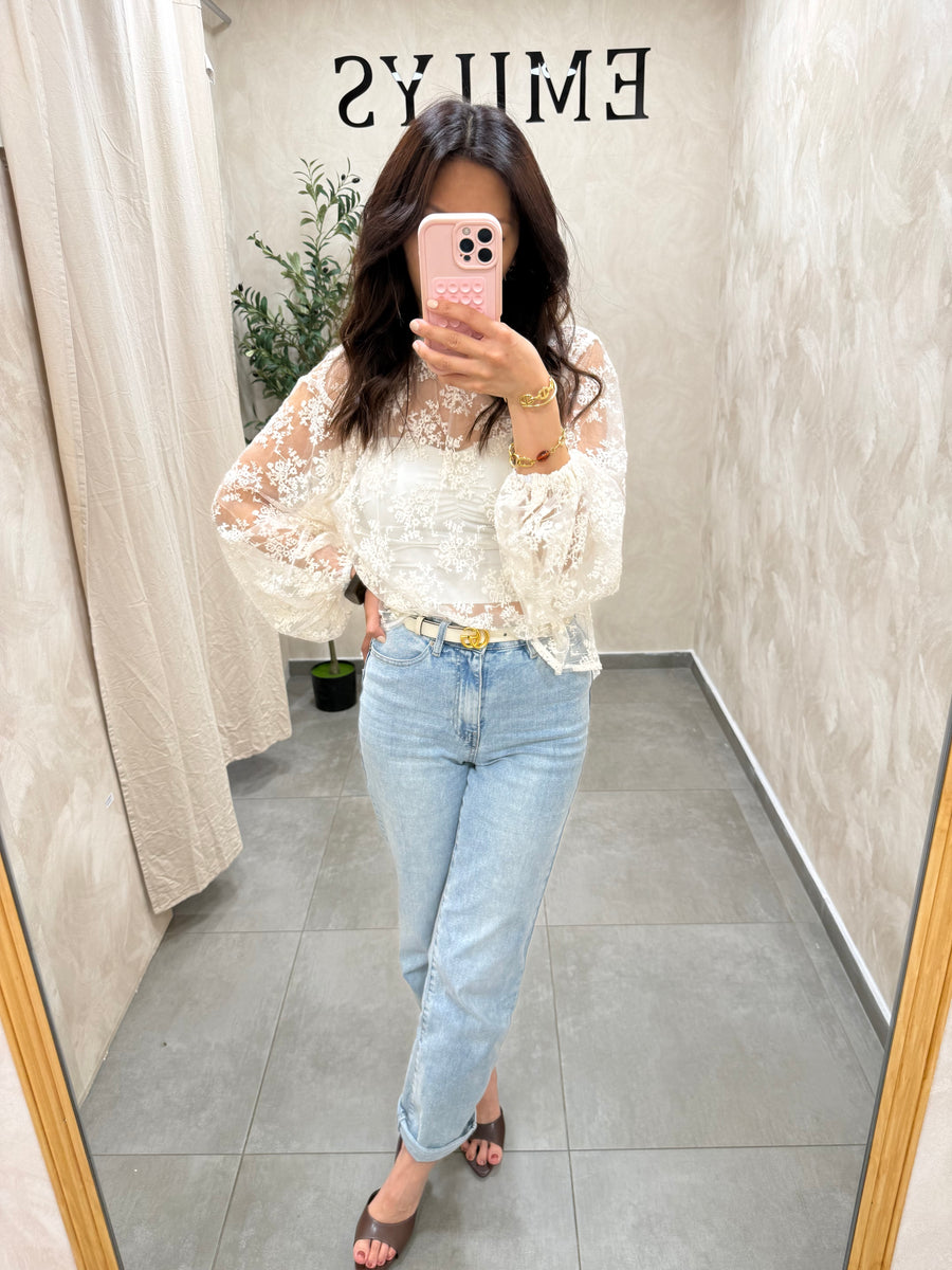 Blouse dentelle fleurs