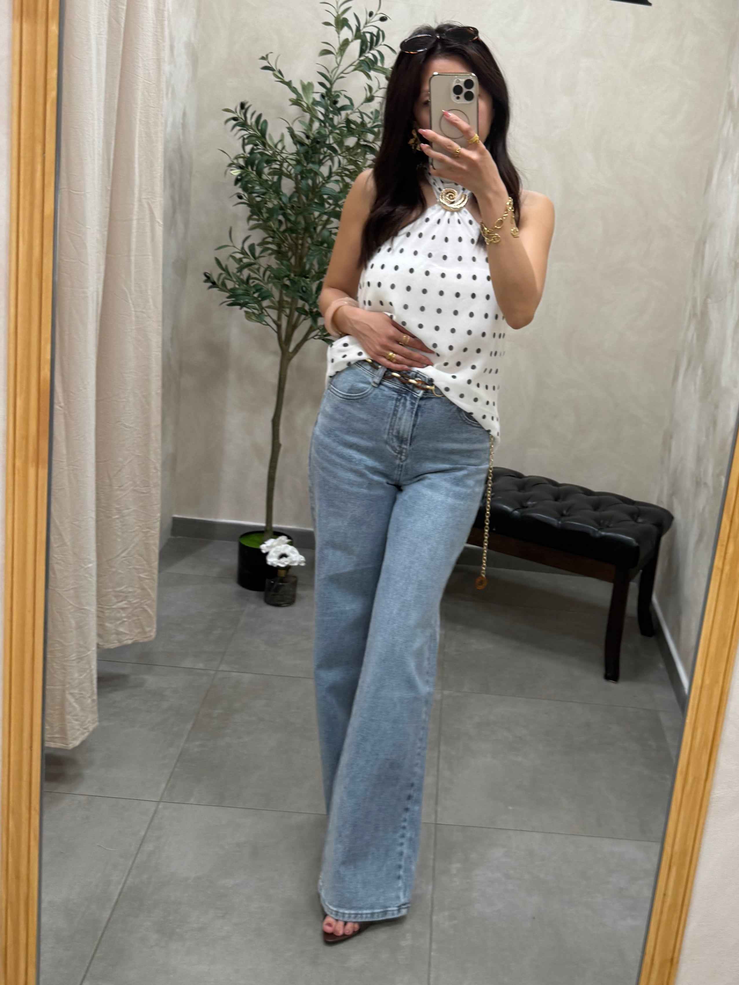 Top à nouer fluide à petit pois