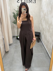Combinaison pantalon fluide marron