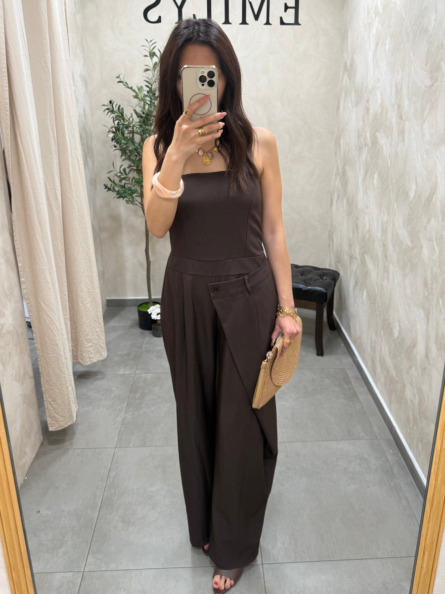 Combinaison pantalon fluide marron