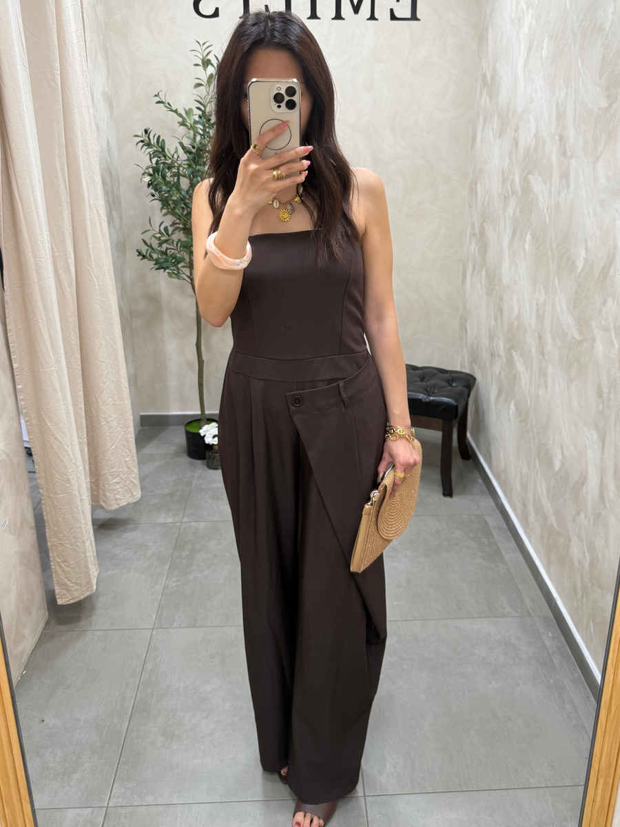 Combinaison pantalon fluide marron