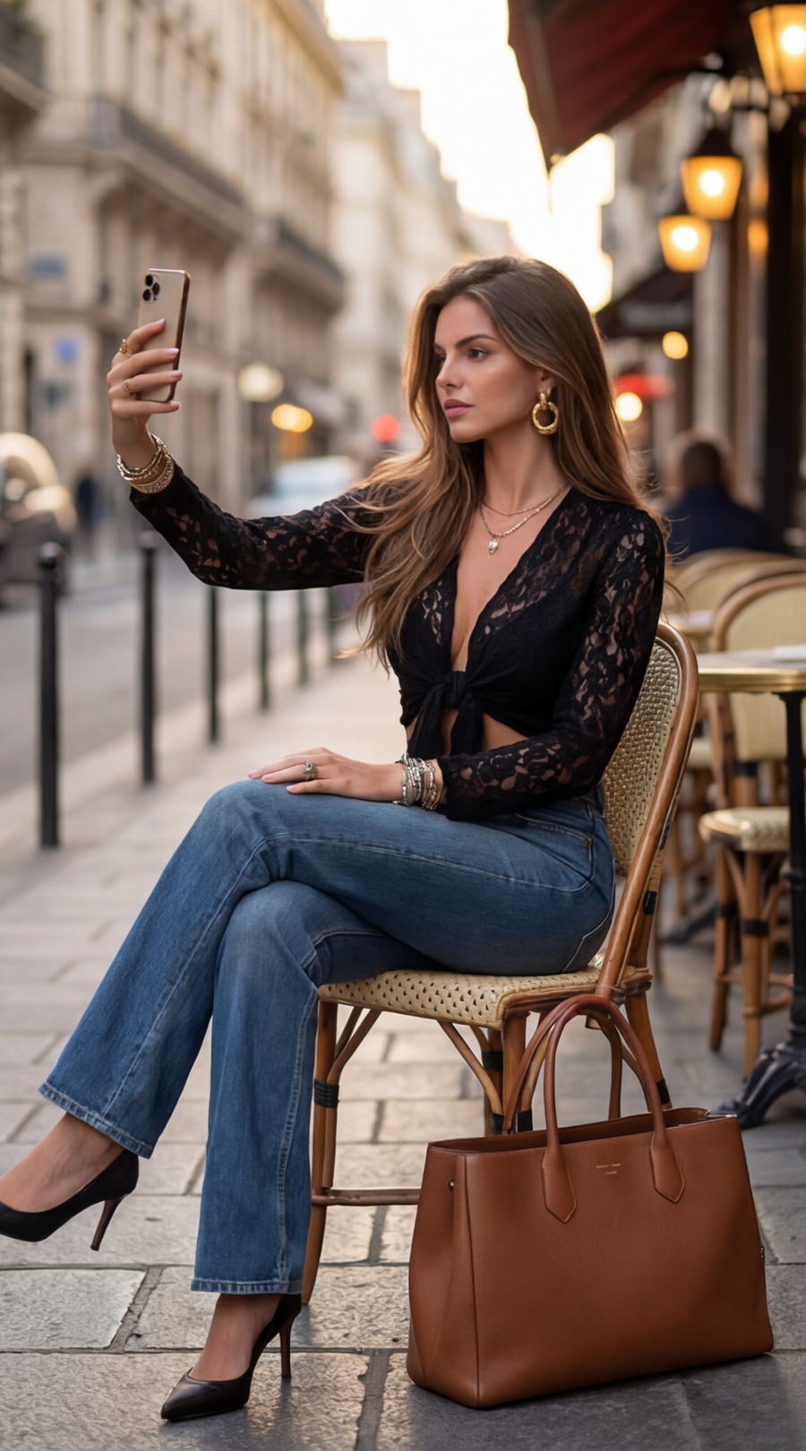 Haut à dentelle à nouer