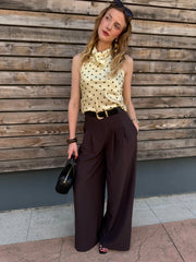 Pantalon large marron