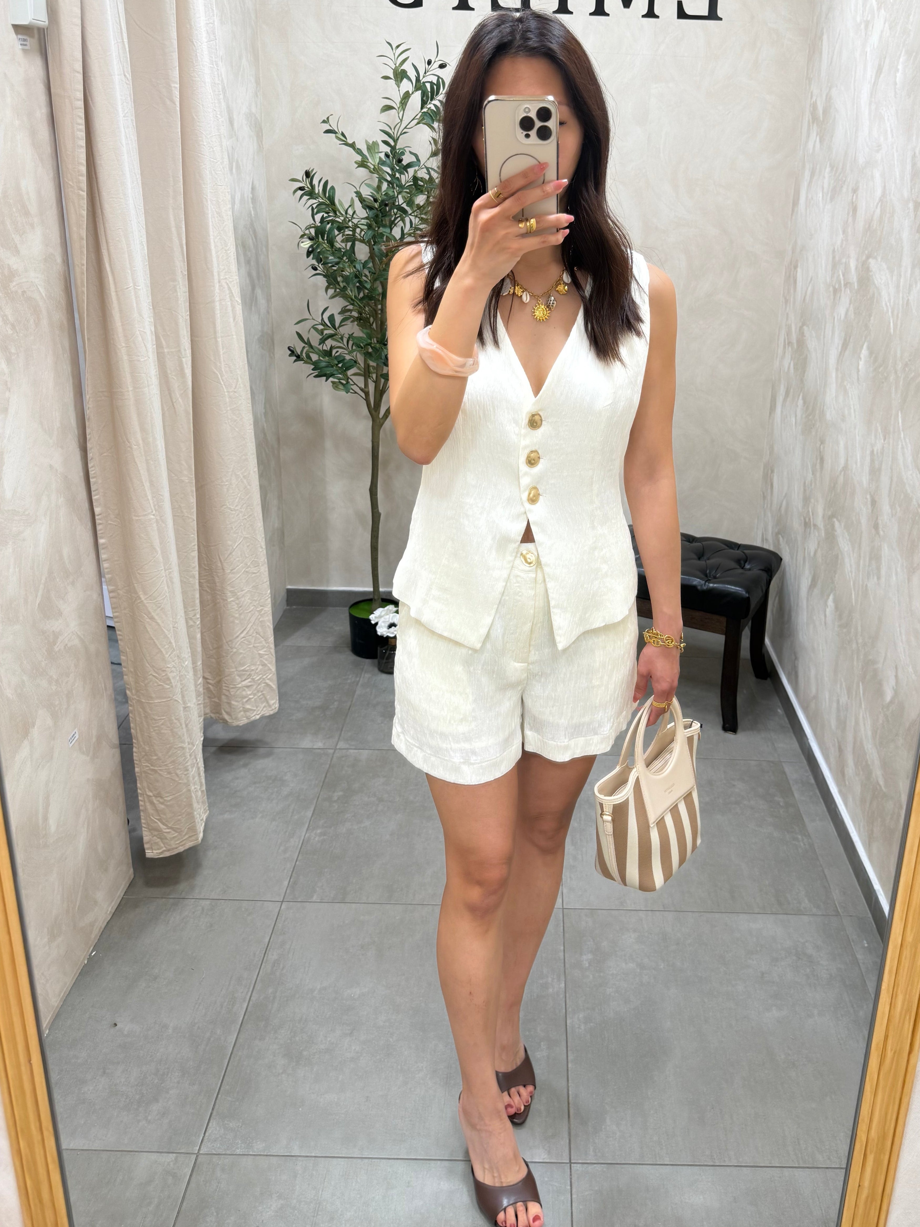 Top sans manches écru Jade