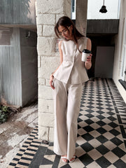 Pantalon large en lin
