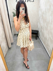 Robe beige à petit pois marron