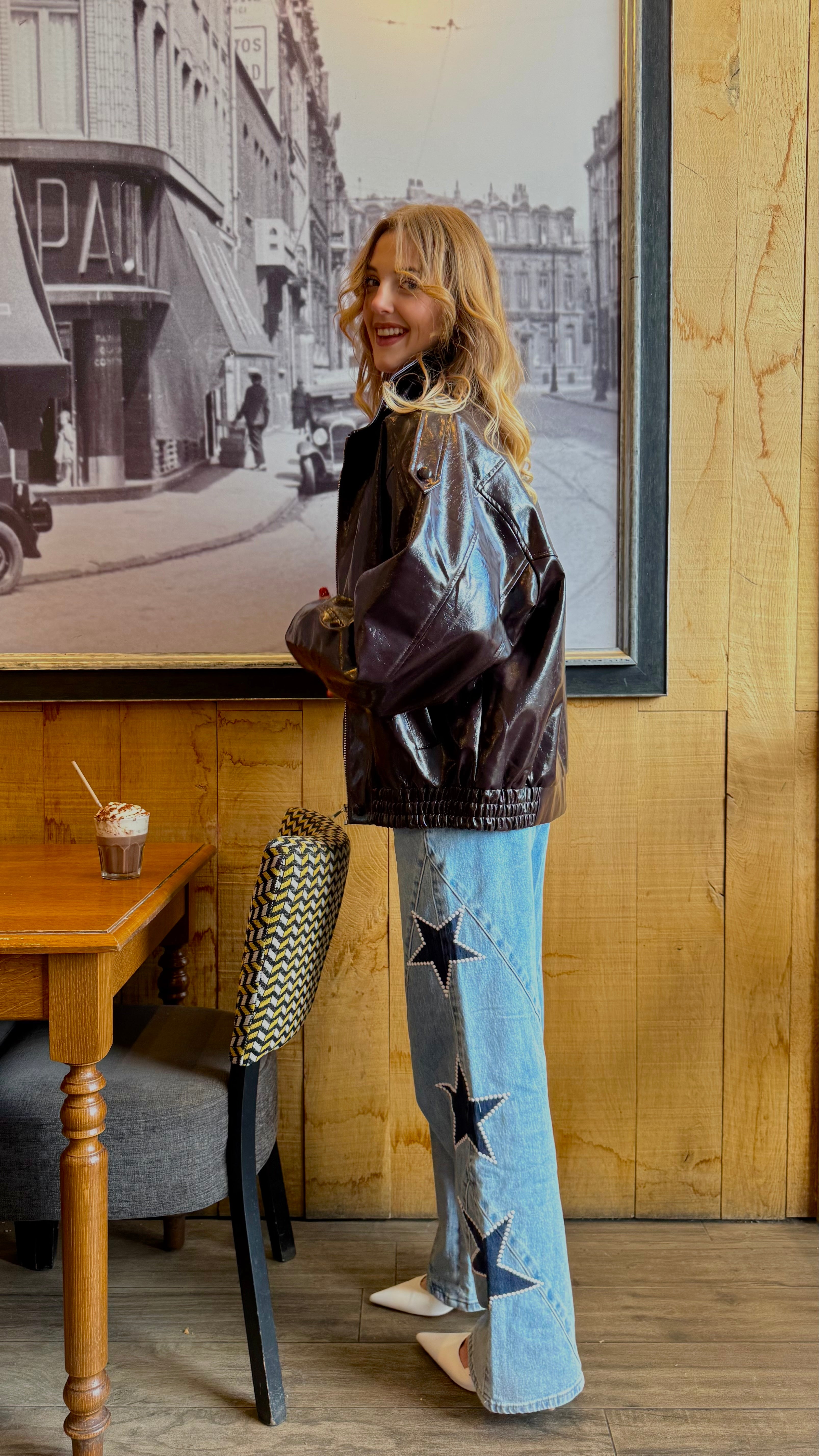 Veste en simili chocolat