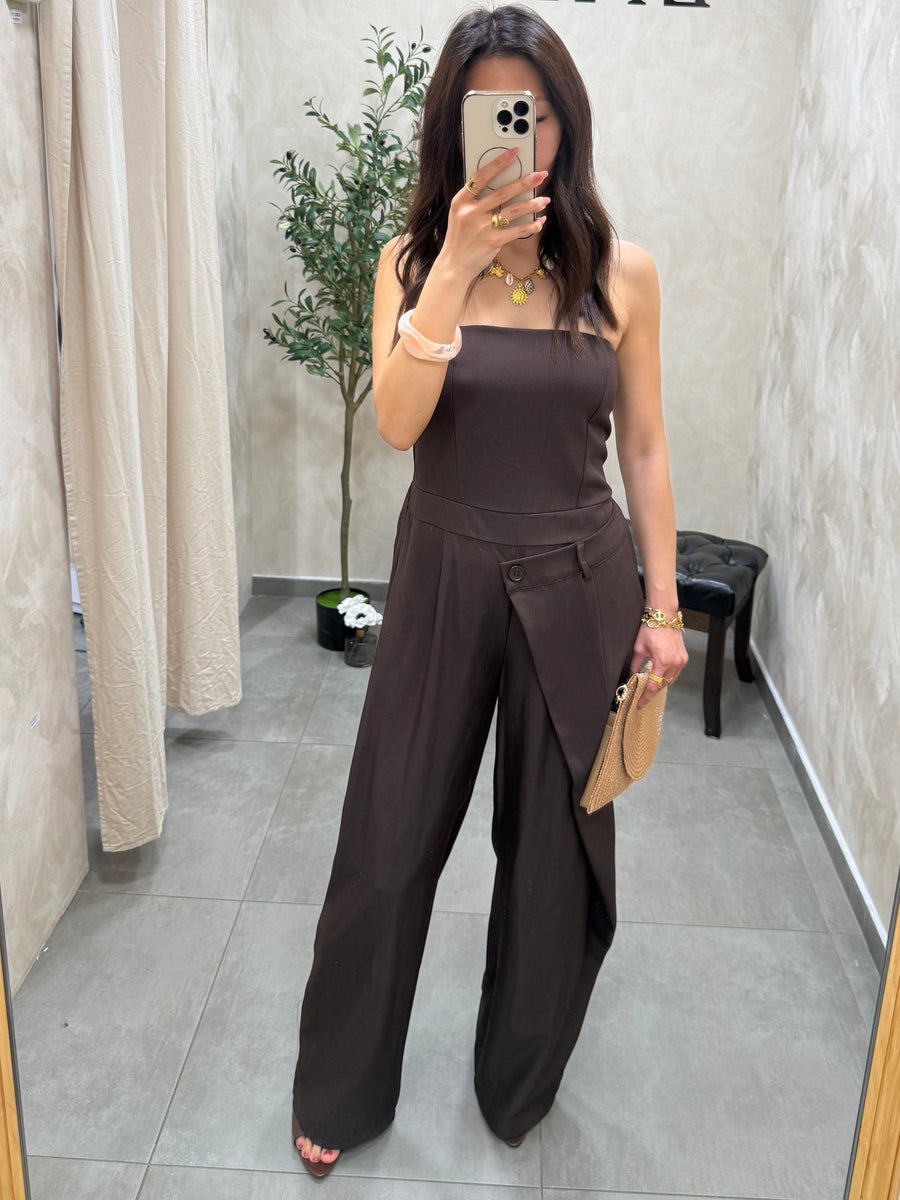 Combinaison pantalon fluide marron