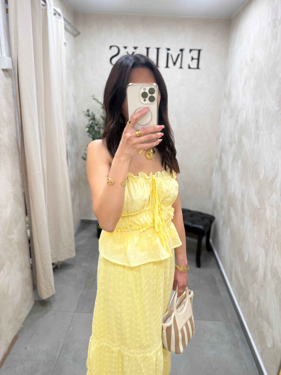 Ensemble top + jupe longue jaune