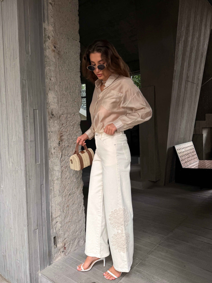 Pantalon brodé