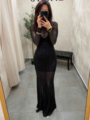 Robe noire en tulle extensible