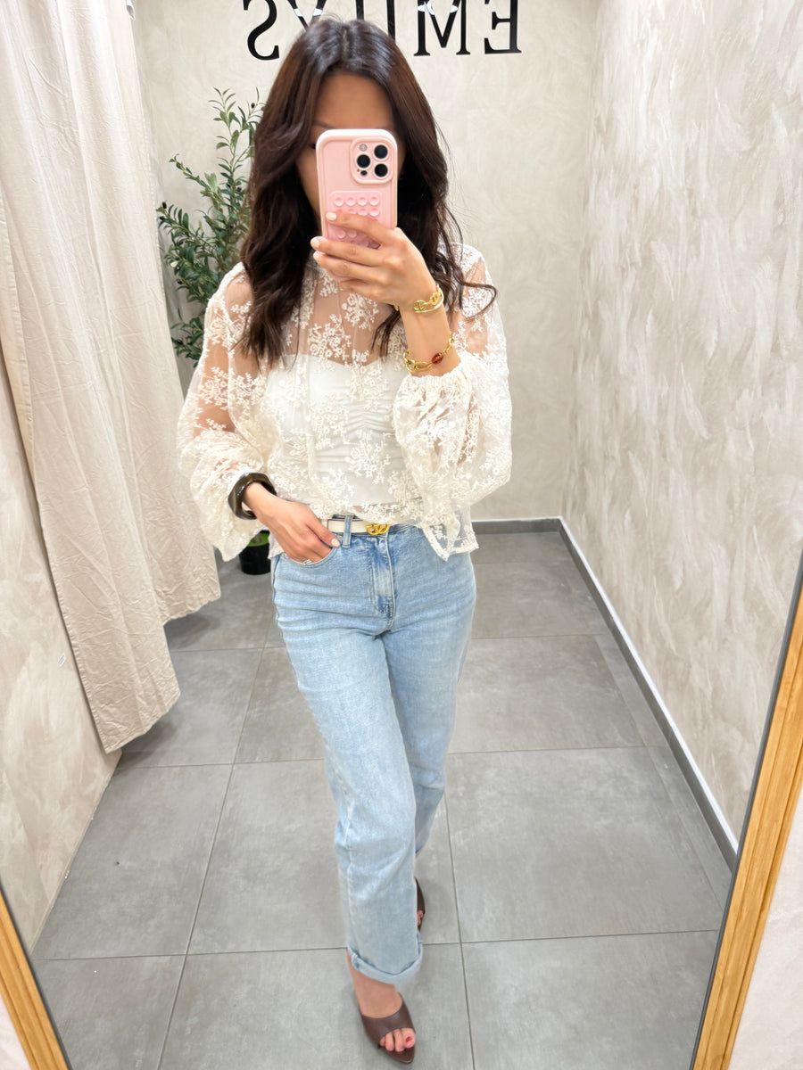 Blouse dentelle fleurs