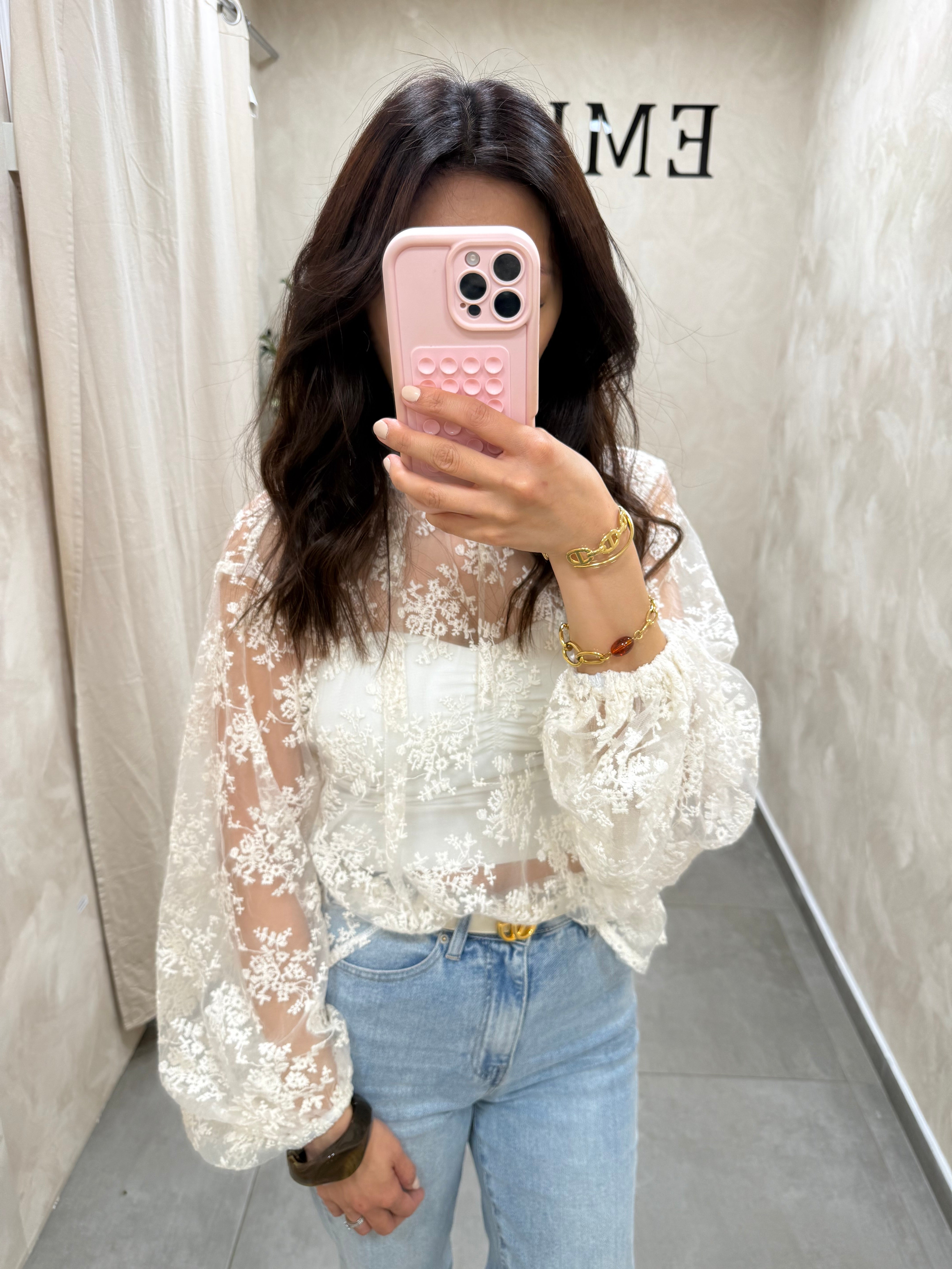 Blouse dentelle fleurs