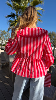 Blusa rosa brillante a rayas