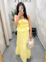 Ensemble top + jupe longue jaune