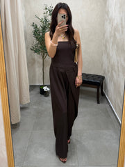 Combinaison pantalon fluide marron