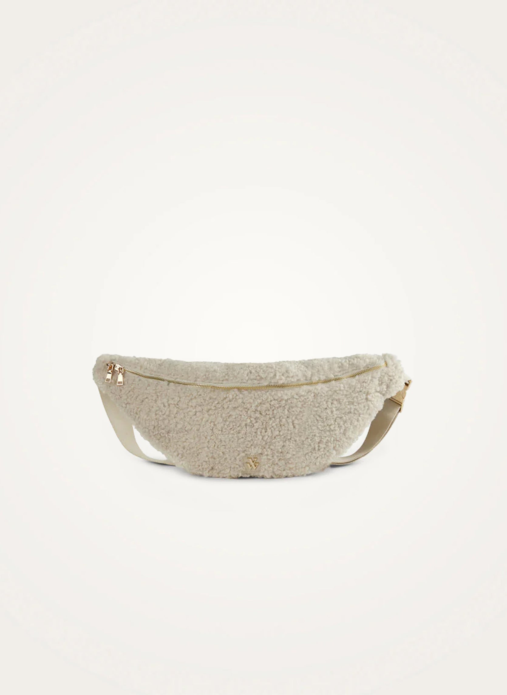 Sac Vanessa Wu oversize style banane en faux shearling avec bandoulière ivoire femme 