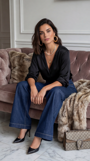 Jean brut poche léopard